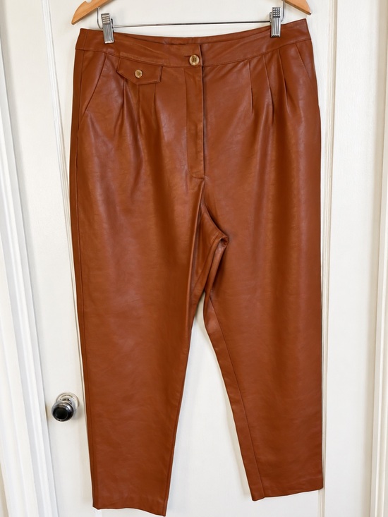 Blank NYC Pants - BLANKNYC Faux Leather Pants 31 Cognac Brown High Rise Academia Pleated Trouser